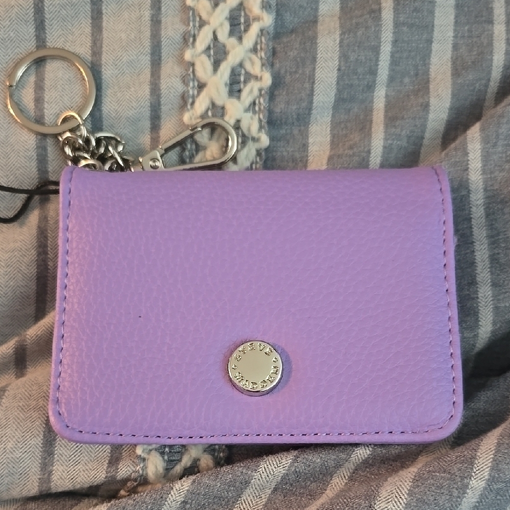 Purple Leather Keychain Wallet
